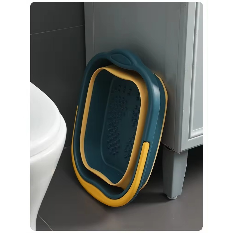 Multiple Usage Plastic Vessel 3 Colors Foldable Portable Hand-Wash Bathroom Kitchen Basin