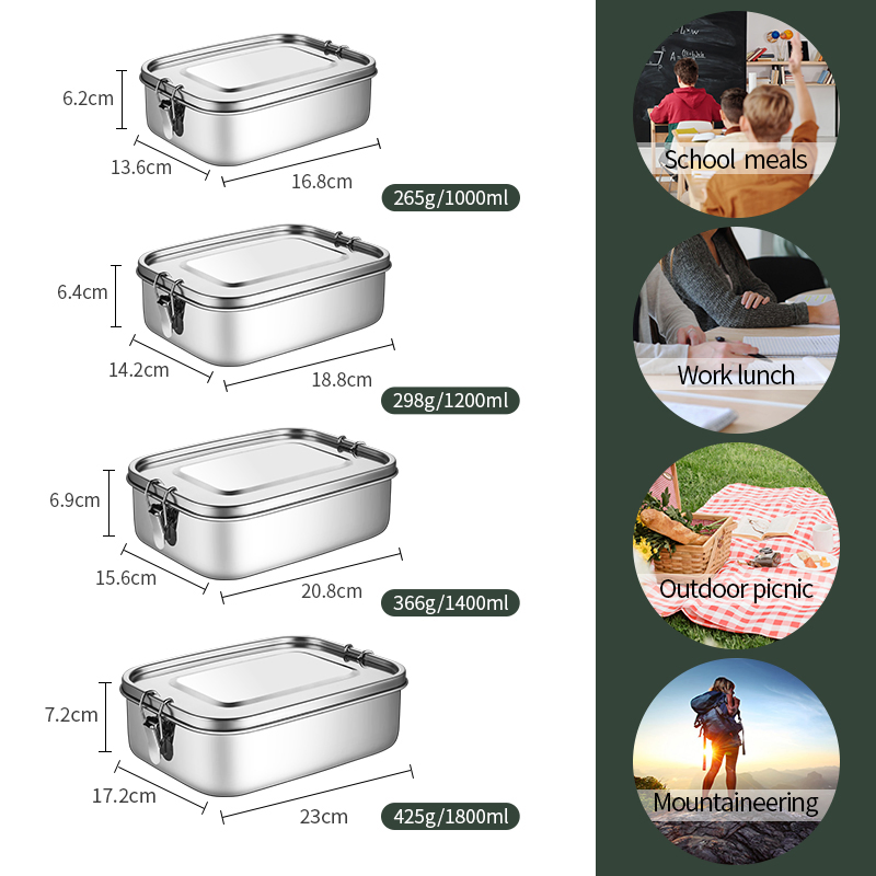 Odor-Resistant Stainless Steel Lunch Box Easy-Clean Fresh-Keeping Container