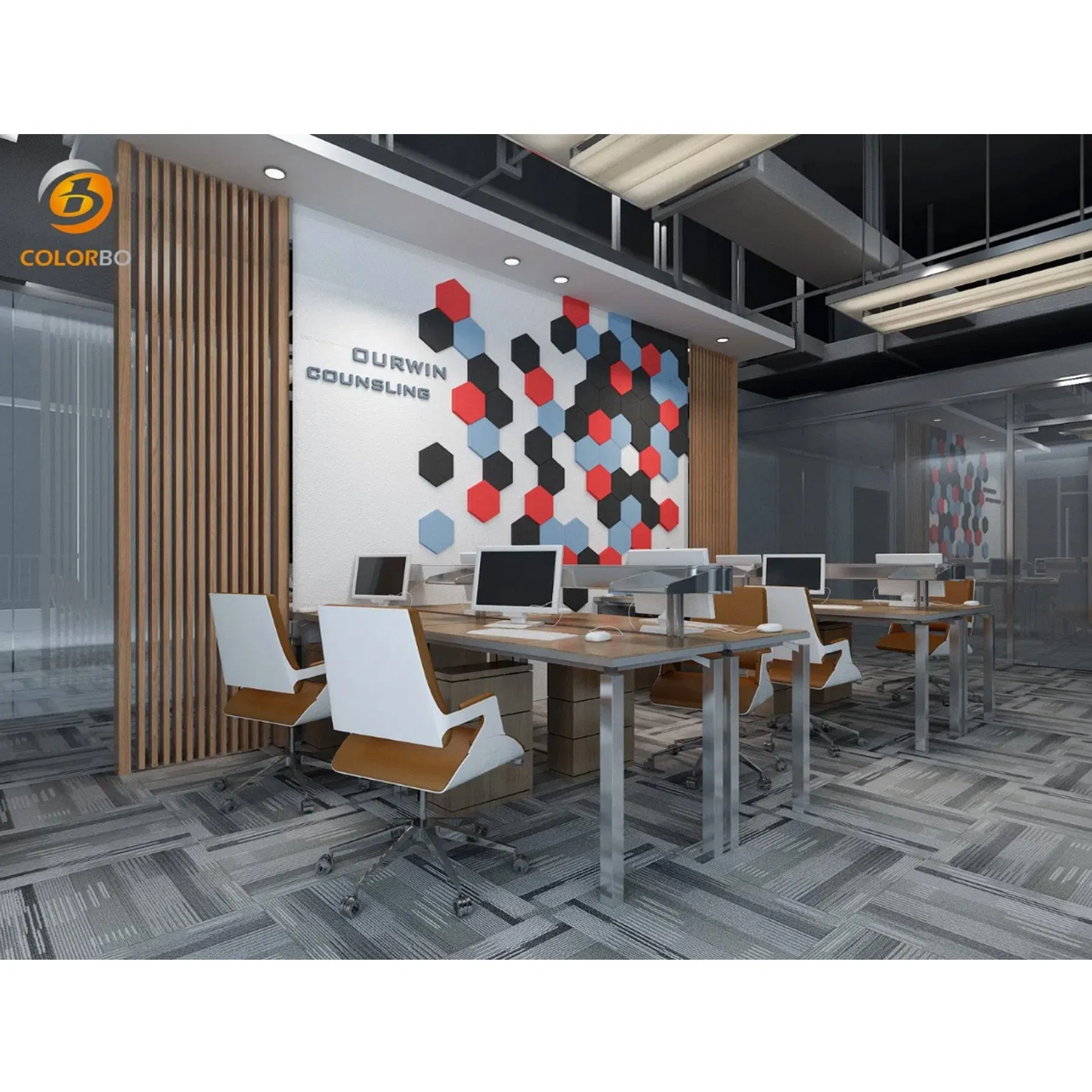 ISO14001 VOC Tested PET Polyester Fiber Felt Acoustic Art Decoration Wall Tiles