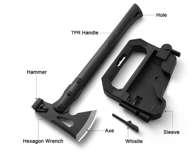 15 Inch Stainless-Steel Blade Survival Fireman Axe with Fiberglass Shock Reduction Handle