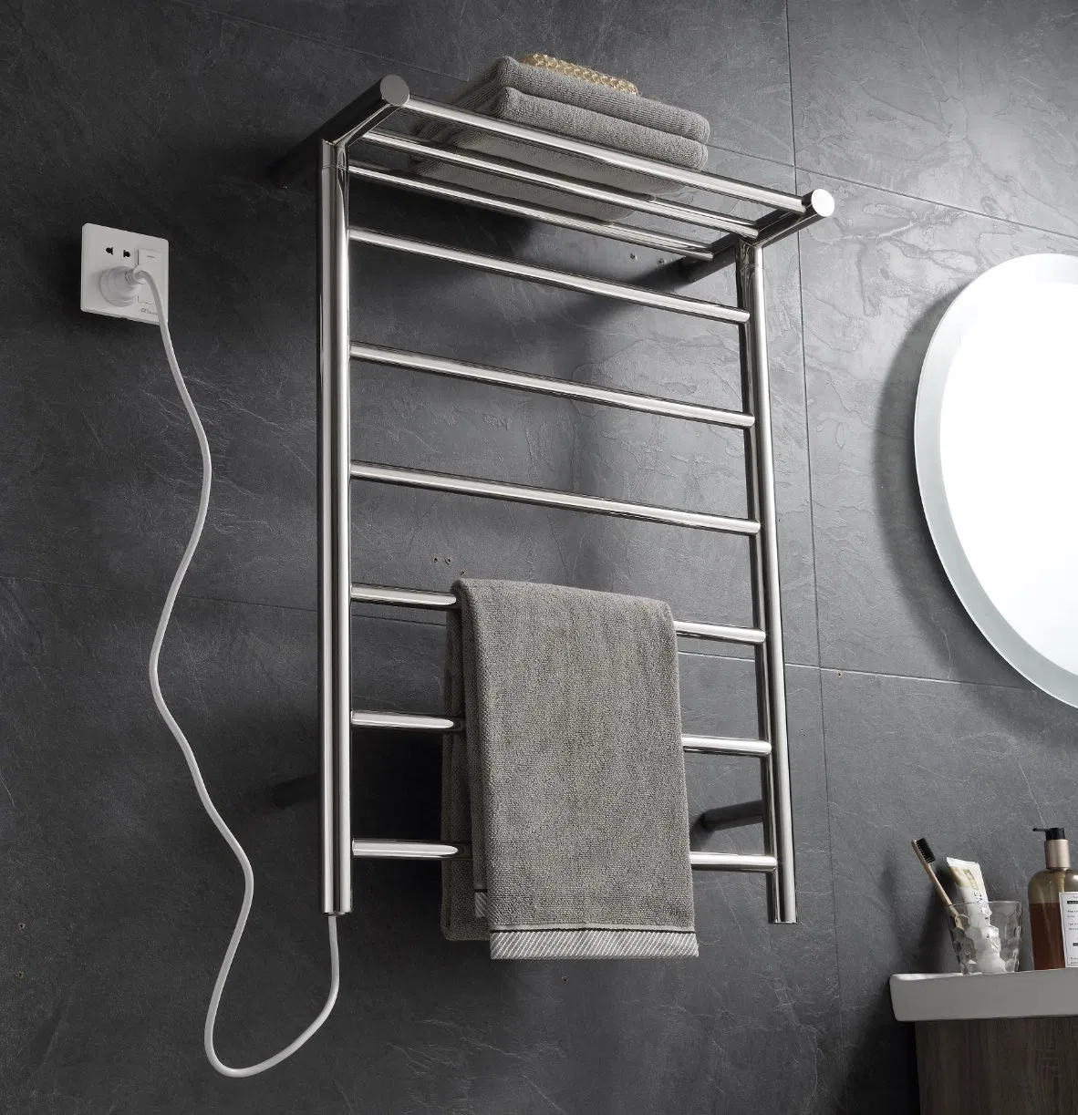 Электрический полотенцесушитель из нержавеющей стали, 6 труб