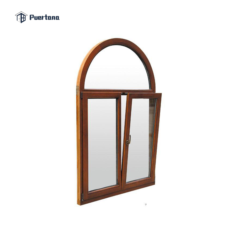 Wood Aluminum Composite Germany Tempered Glass Low E House Windows Wood Tilt Turn Window