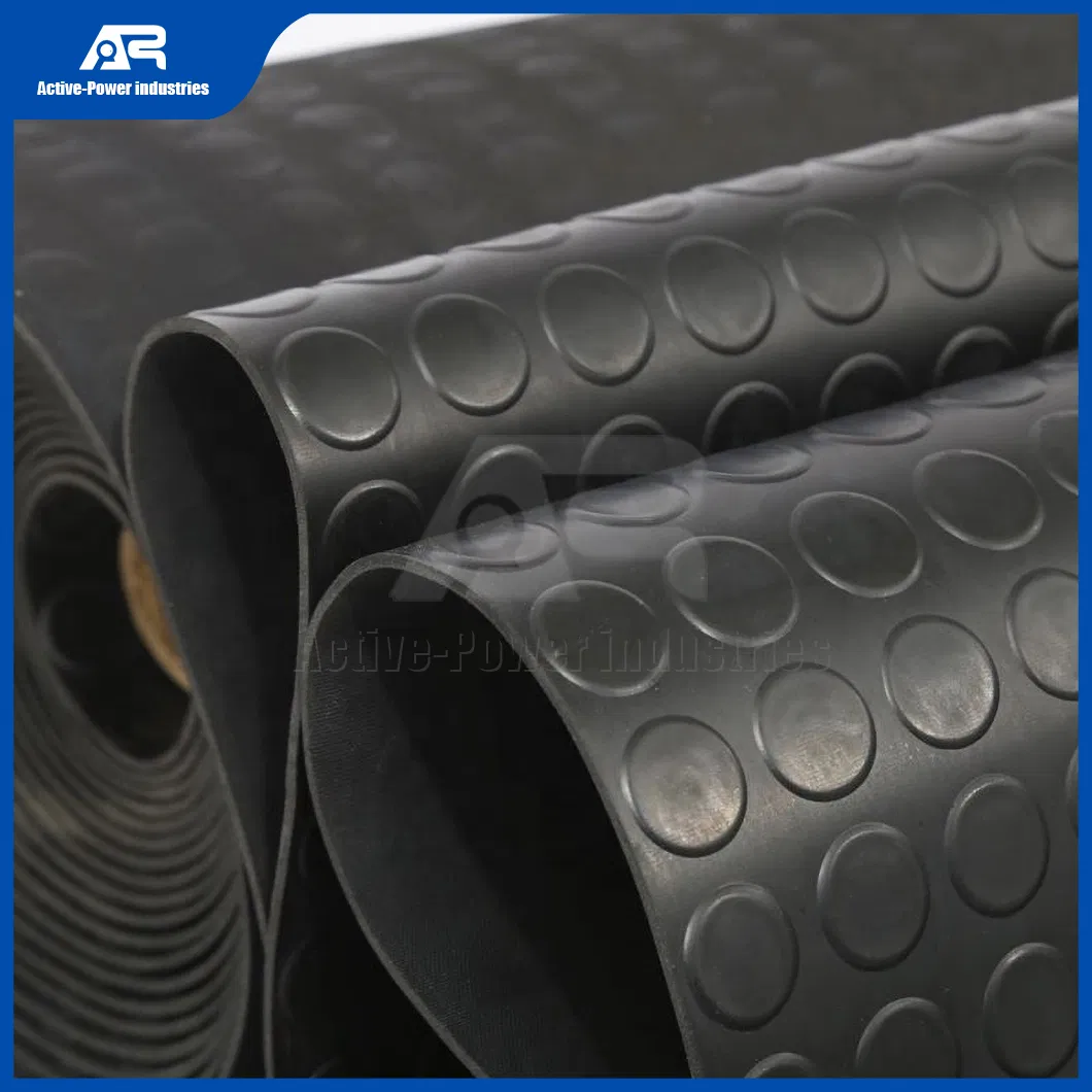 Active-Power Industries Rubber Mat Floor Distributor China Grey Color Round Button Rubber Floor Coin Rubber Flooring Mat Rubber Floor