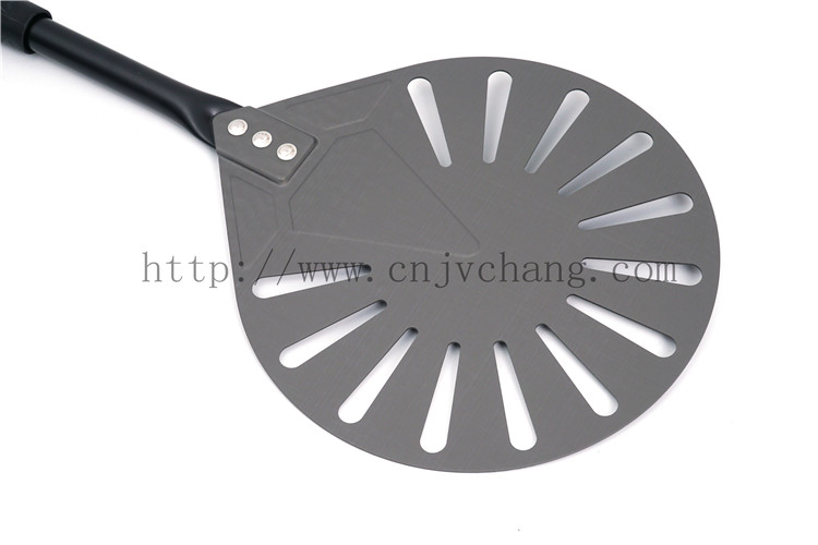 Perforated Hard Anodized Aluminum Round Pizza Peel Turning Peel with Aluminum Handle
