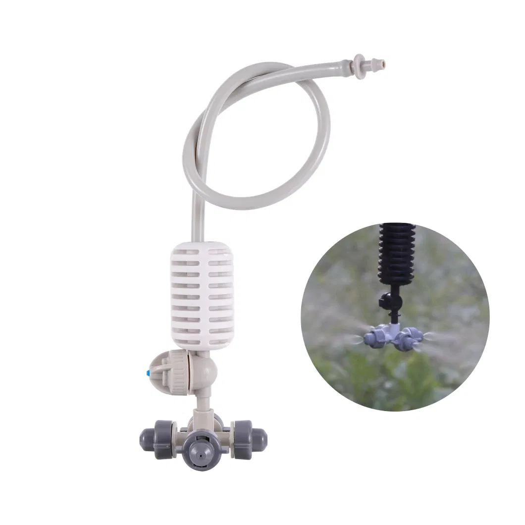 Hanging 4 Way Fogger Misting Plastic Mist Nozzle Sprinkler Watering Nozzle Sprayer Kits for Greenhouse Irrigation System