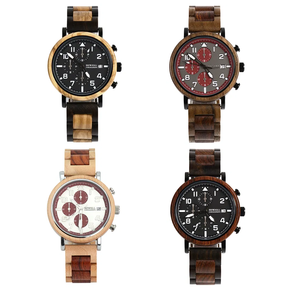 2024 New Arrival Steel with Real Wood Wrist Watch Mens