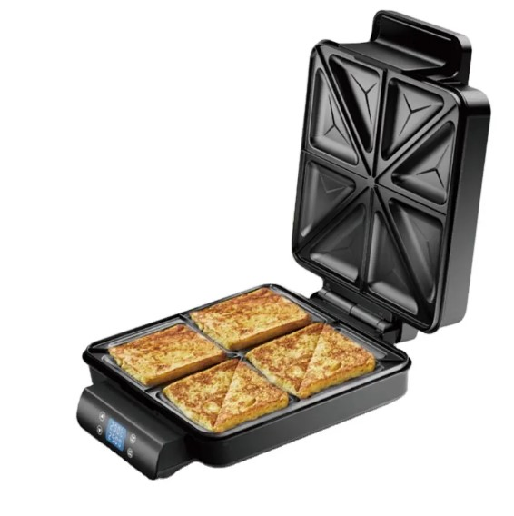 4-Slice Non-Stick Iron 1400W Square Sandwich Waffle Maker with Indicator Lights