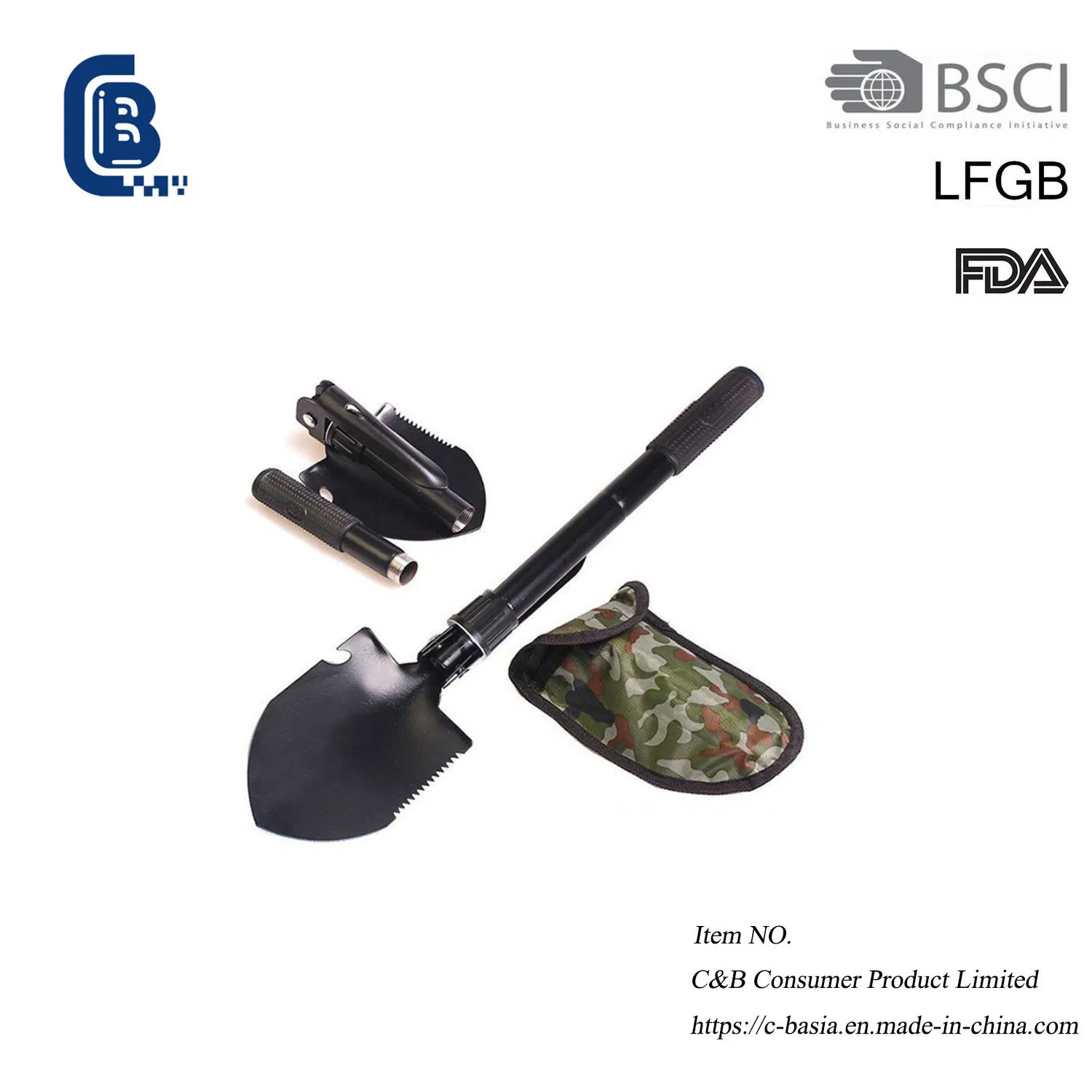 Outdoor Camping Portable Removable Survival Folding Shovel, Multi-Function Stainless Steel Shovel