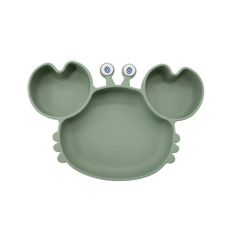 Modern Tableware Custom Wrap Children Dinnerware Nonslip Silicone Crab Dish Plate Kid Eating Tool Toddler Plate with Compartment