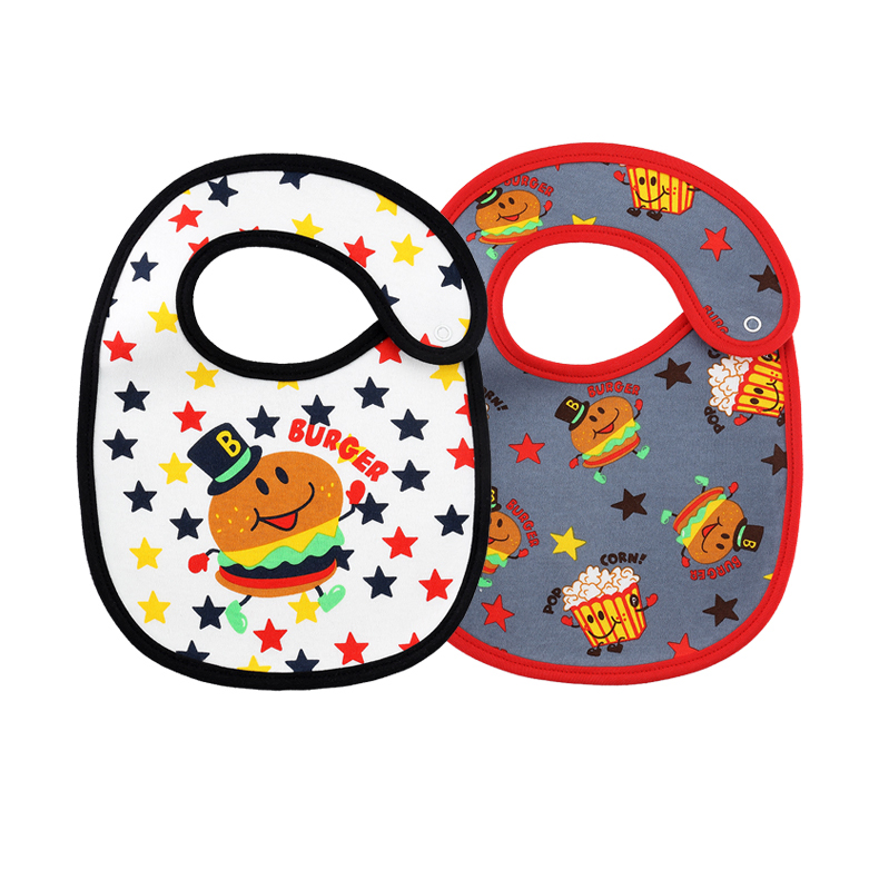 Terry Drool Cotton Bibs Waterproof Adjustable Button Closure Baby Bibs for Feeding, Drooling
