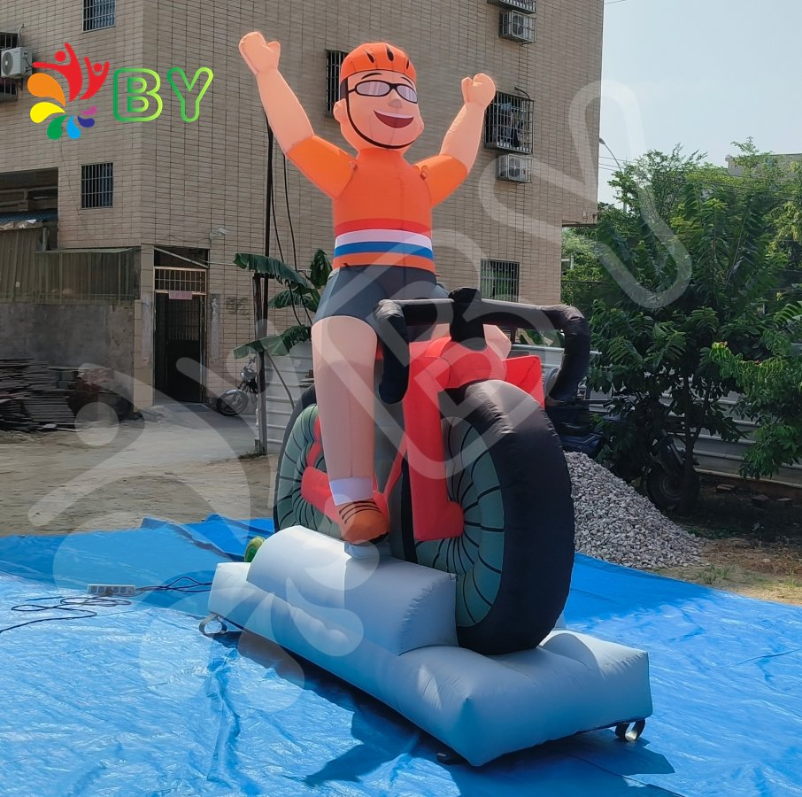 Giant Inflatable Abraham Cartoon Inflatable Man with Motorbike Holland Balloon for Sale
