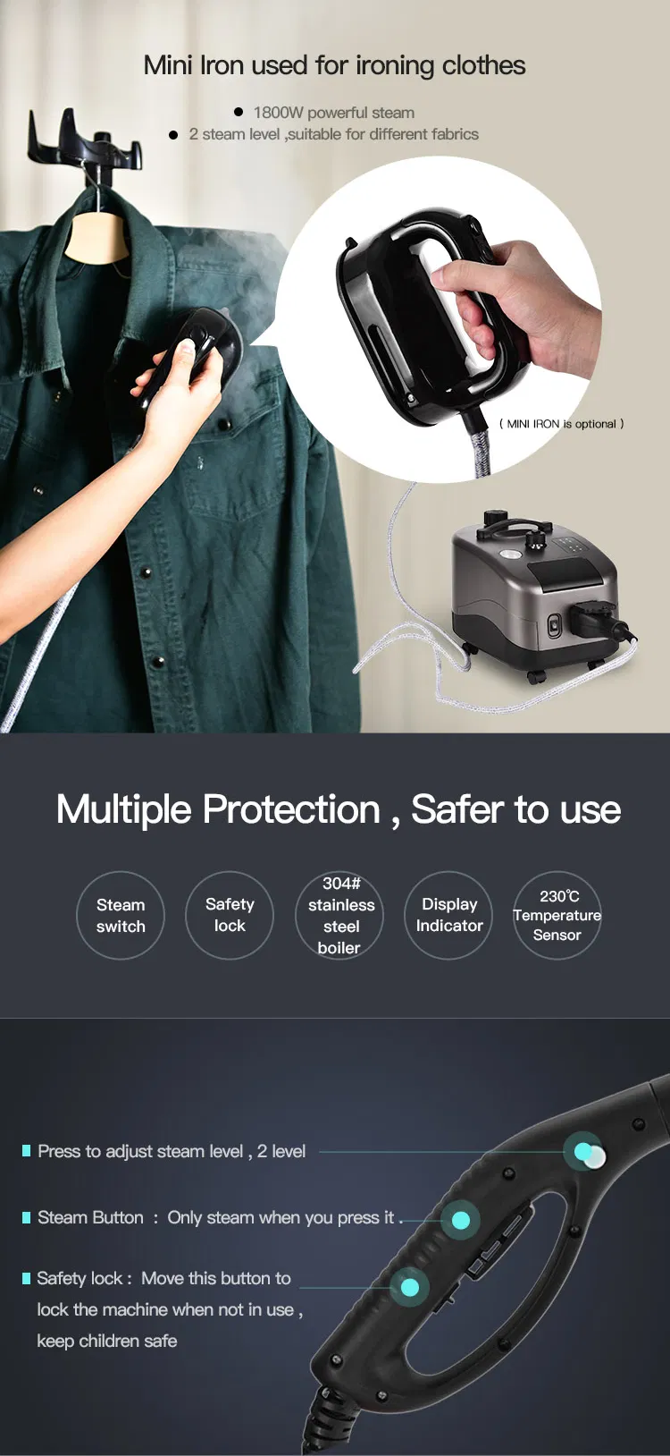 Portable Vacuum Electric Carpet Steam Cleaner for Car/Home/Office/Cinema