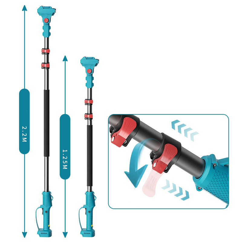 Electric Pruning Shears with 2.1m Telescopic Pole 58mm Cut Electric Pruner Battery Powered Cordless Pole Pruning Shears for Tree