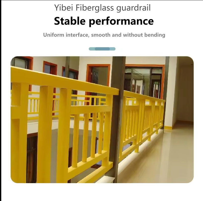 Assembled FRP Stairs Handrail of Square Tube Outdoor Fiberglass Railing Guardrail