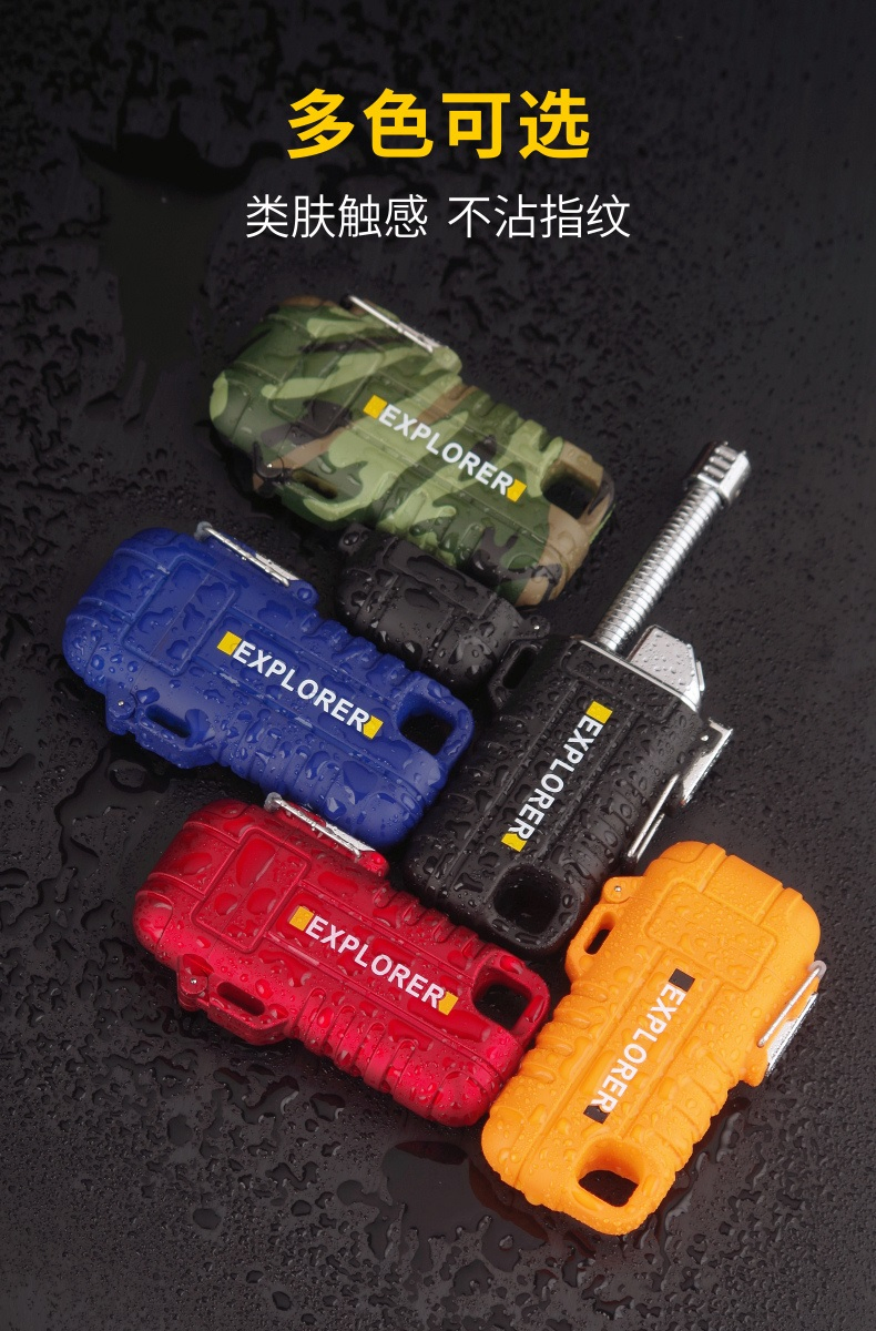 Customized Outdoor Windproof Waterproof Lighter USB Rechargeable Lighter Double Arc Lighter with flexible Neck