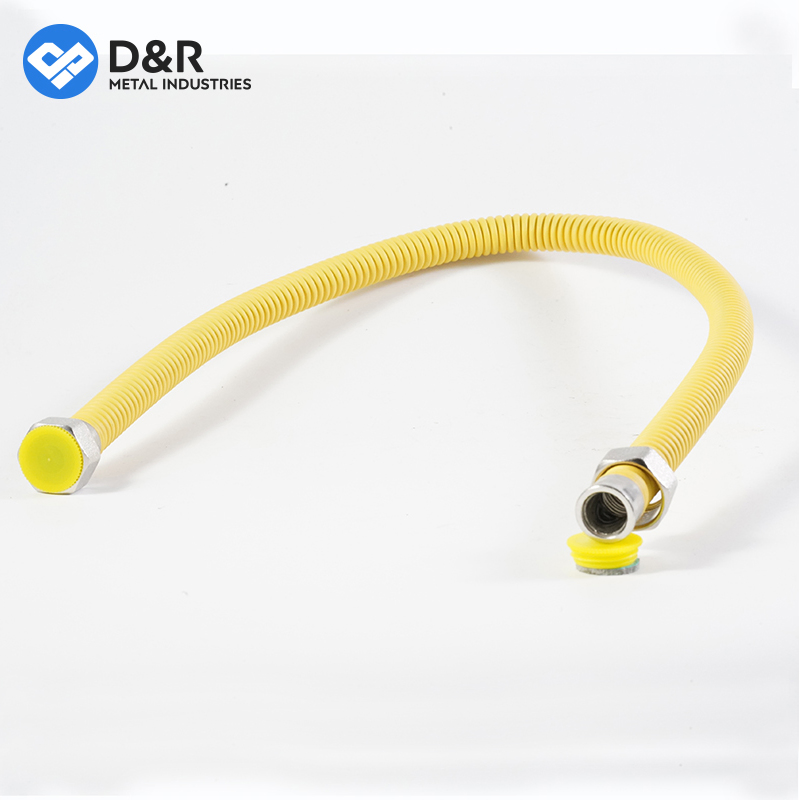 D&R Hot Sale Eco-Friendly Yellow 304/316L Corrugated Flexible Natural Gas Hose for Kitchen