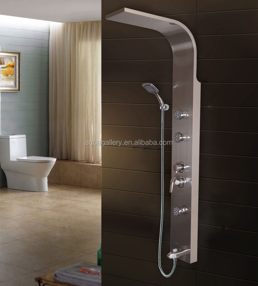 Back Massage Functional Stainless Steel Shower Panel with Hand Shower