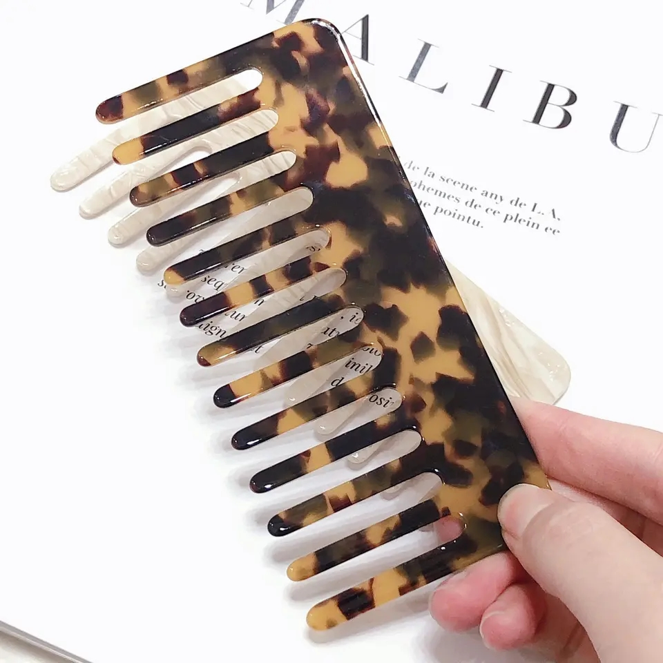 Factory Wholesale Custom Logo Wide Tooth Hair Eco Cellulose Acetate Hair Comb