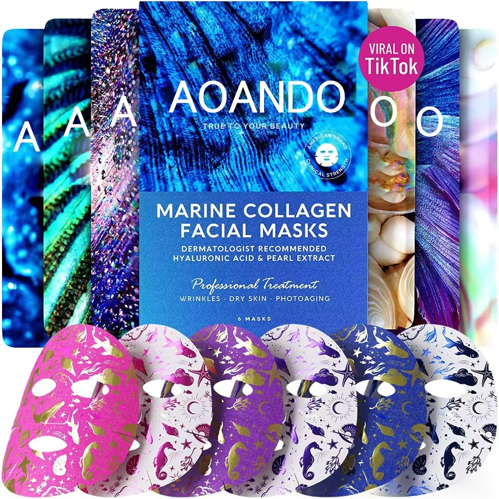 Collagen Organic Face Mask 10 Pack Hyaluronic Acid Bacillus Wrinkle Dry Skin Anti Aging Facial Sheet Mask Aloe Fragrance