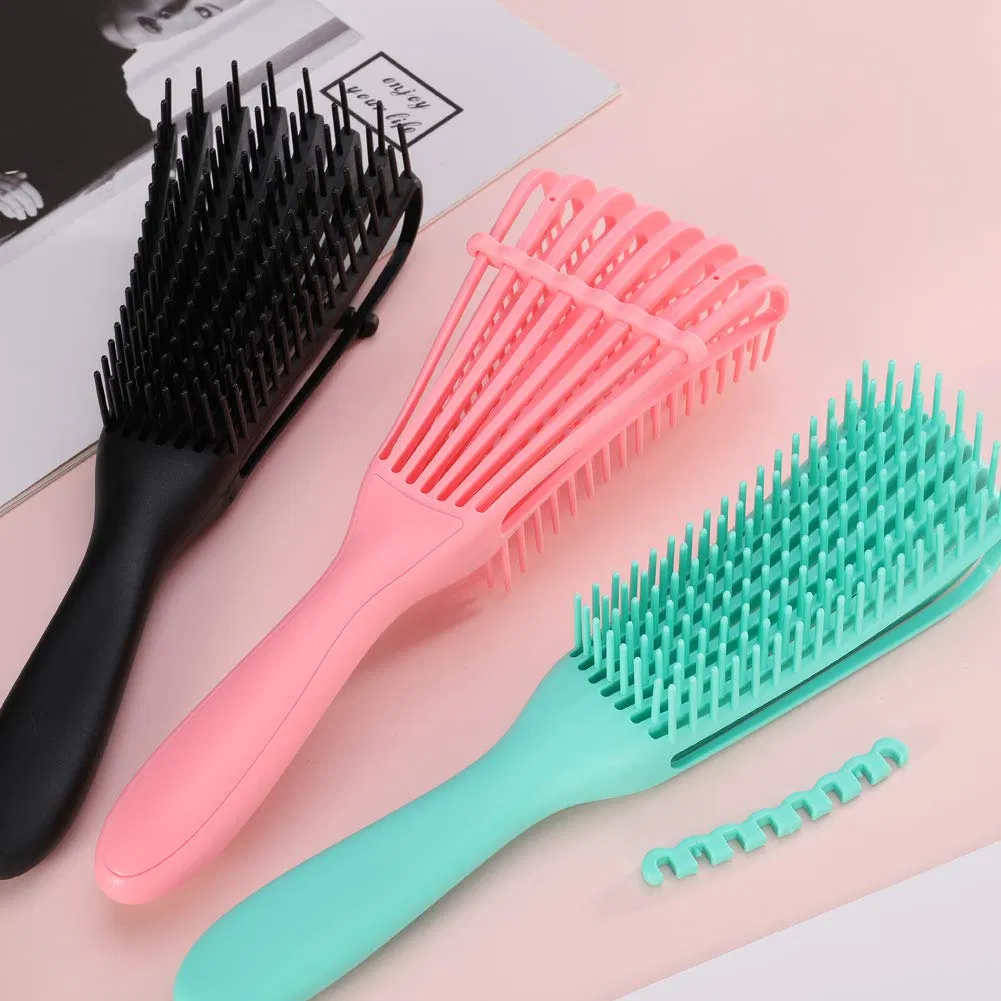 Wholesale Scalp Massager Customized Logo Women Plastic Eight Rows Octopus Curly Straightener Massage Comb Detangling Hair Brush