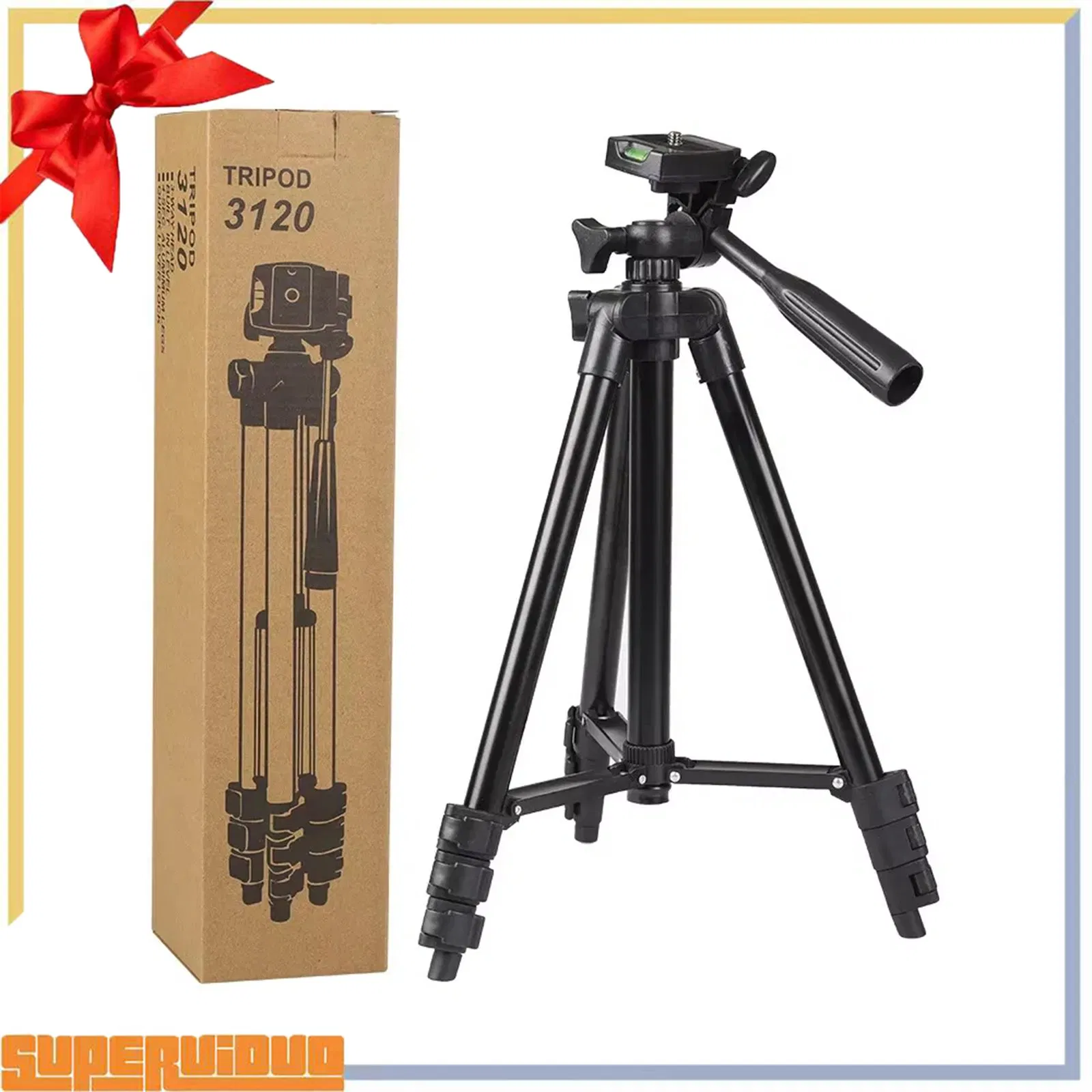 3210 3120A Foldable Aluminum Alloy Selfie Stick Tripod Cell Phone Holder Table Video Camera Sticks Stabilizer for Vlog Video Recording