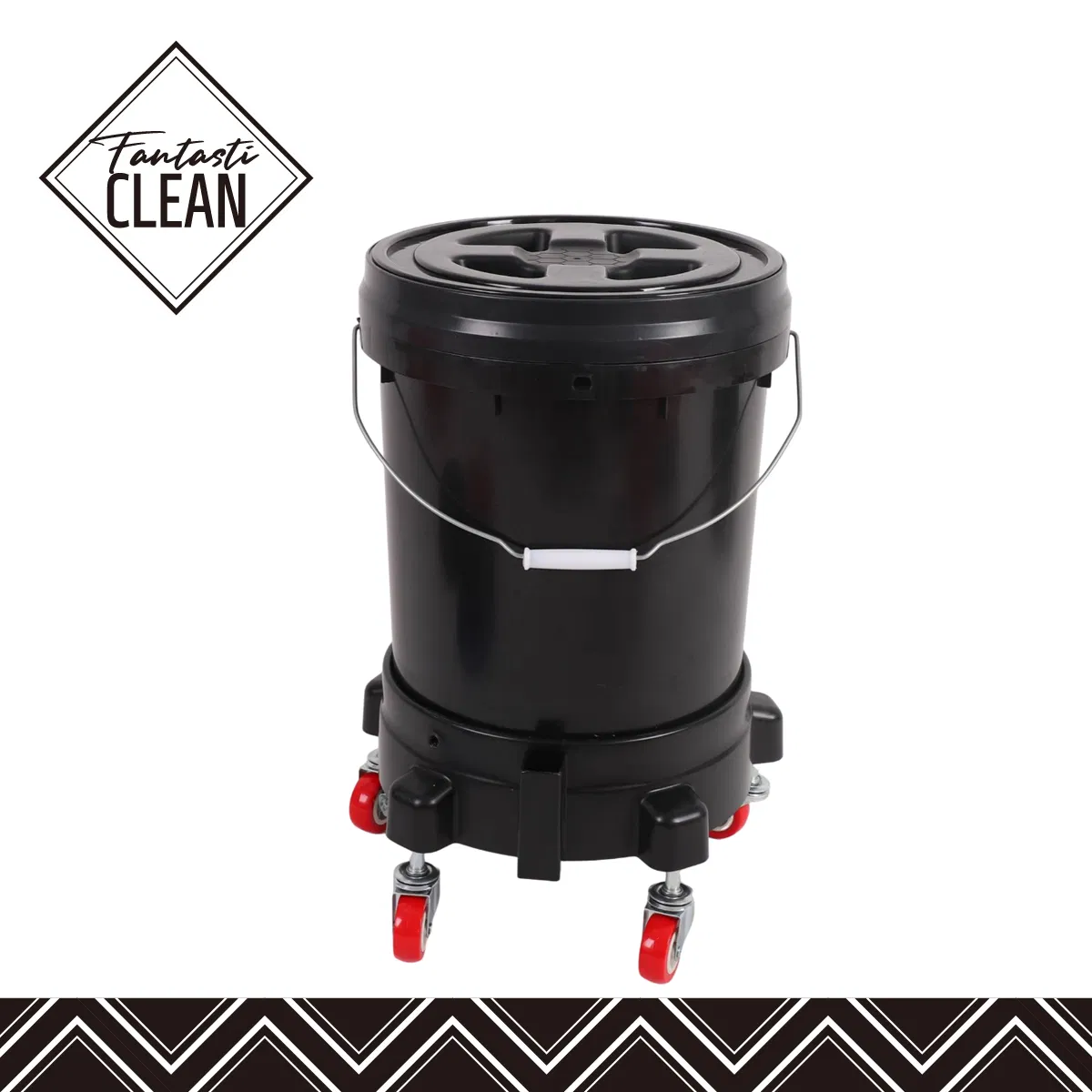 Portable Removable Rolling Plastic Dolly Car Washing Bucket Plastic Black Transparent Bucket with Lid for Car Detailing