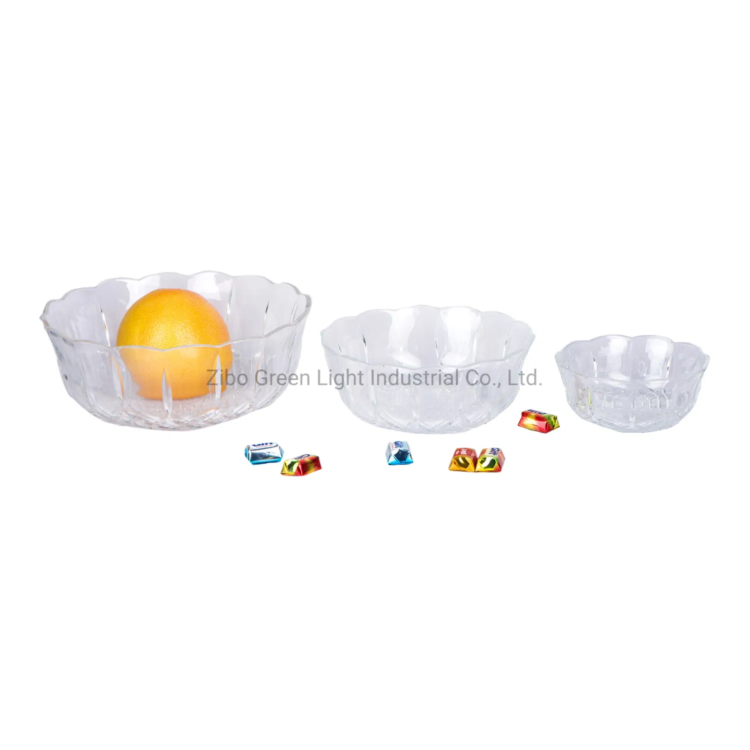 Home Kitchen Glass Salad Bowl with Embossed Design for Rice Fruit Salad