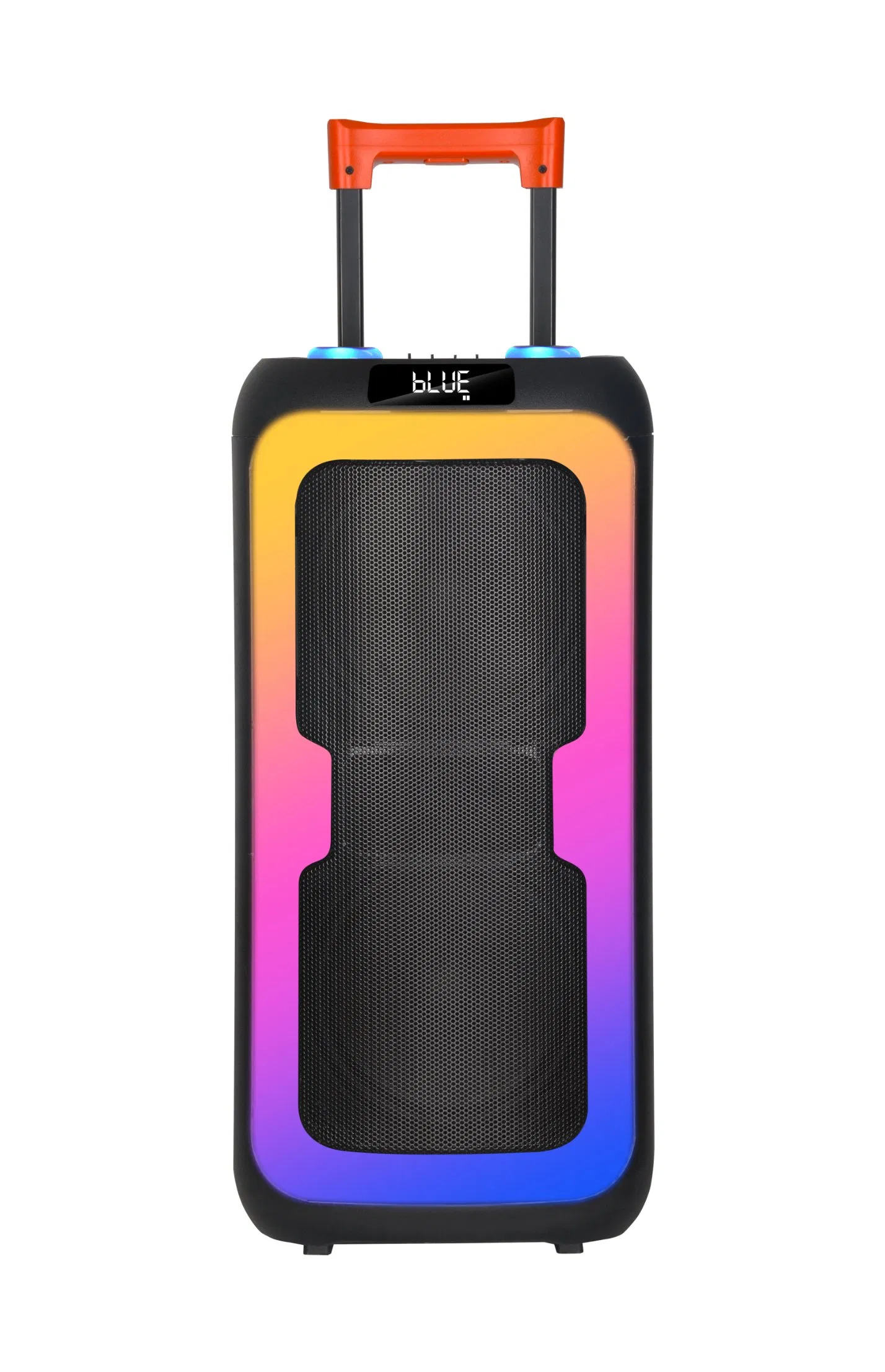 Double 8 Inch Rechargeable Portable Bluetooth Active Speaker Trolley Colorful LED Lights