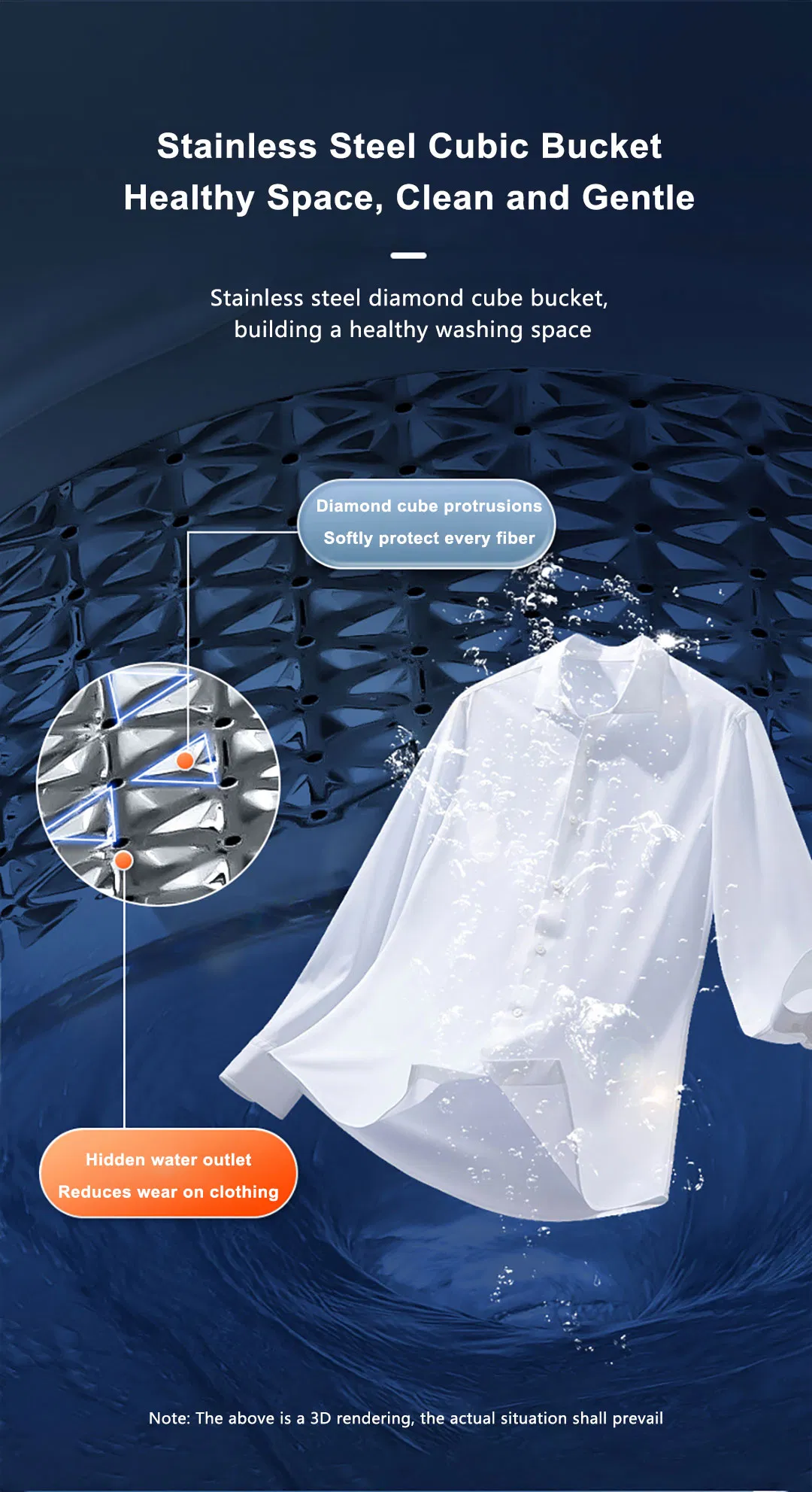 Stainless Steel Tub with Plastic Body, 8 Washing Programs, Automatically Balance While Dehydrating, LED Indicator Light, Appointment Stipulation for 24 Hours,