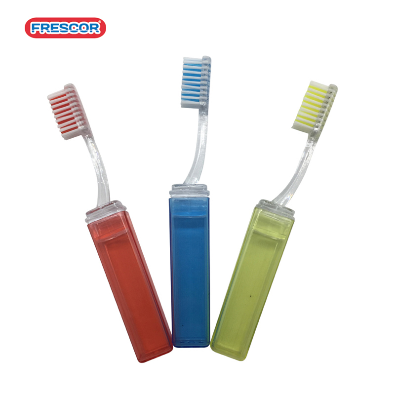 Portable Folded and Foldable and Folding Transparent Adult Travel Toothbrush