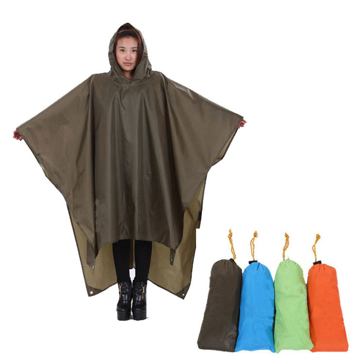 Rain Poncho with Adjustable Drawstring Hood for Motorcycle