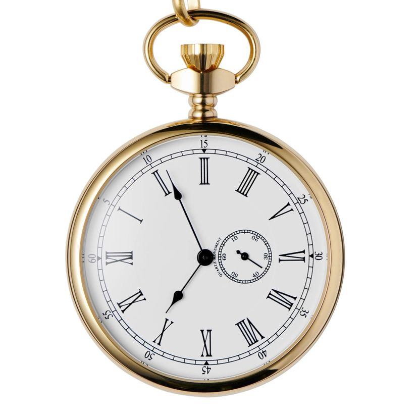 OEM Engraved Gents Classic Quartz Open Face Pocket Watch with Chain