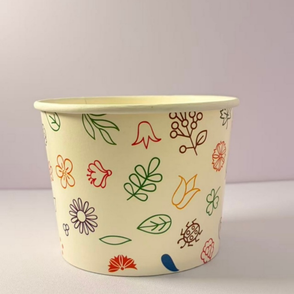 Двухслойный бумажный стакан для супа с печатью