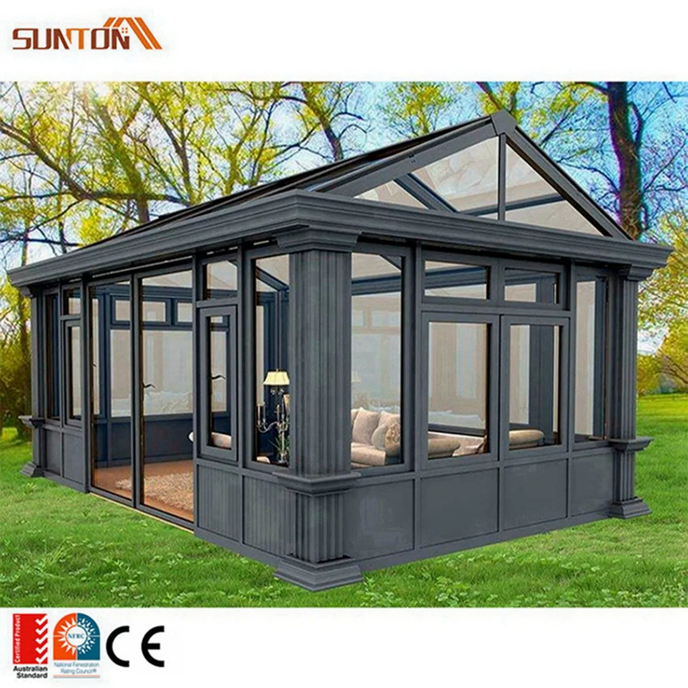 Prefabricated Steel Structure Building Sunrooms & Glass Houses Polygon Garden House Sunrooms Glass House