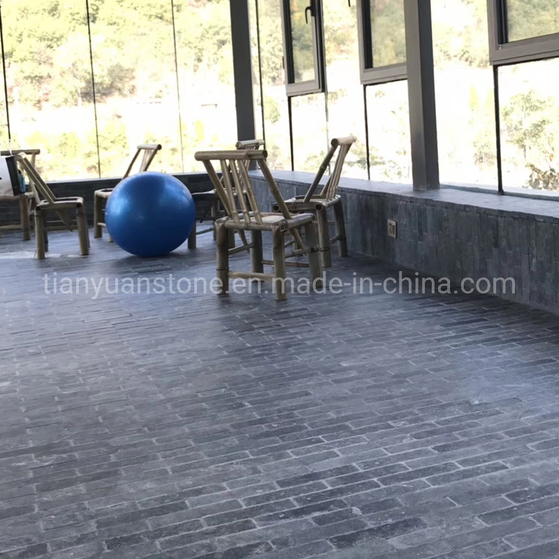 Chinese Blue Limestone Honed Tumbled Brick Pavers for Driveway and Patio