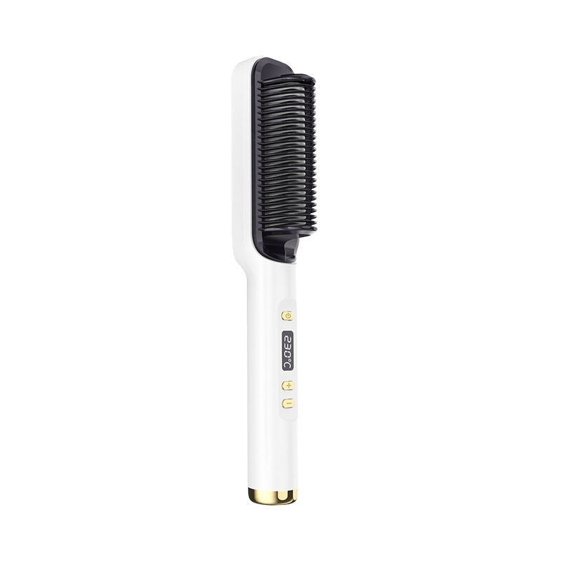 Wireless Ceramic Plate Hair Straightener Anti-Scald Design with LED Display Negative Ion Hot Hair Brush Hair Curler Comb