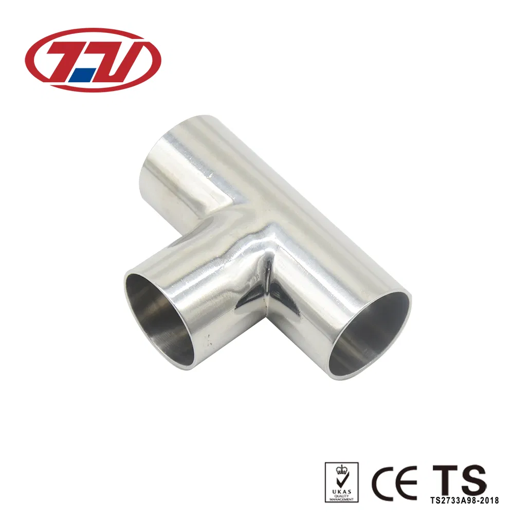 SS304/SS316L Sanitary High Quality Weld Equal Tee with Bright Surface