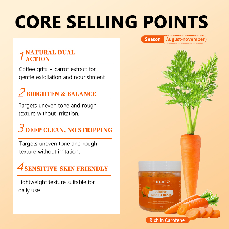 Organic Carrot Exfoliating Skin Wash Acne Deep Cleaning Natural Carrot Body Scrub