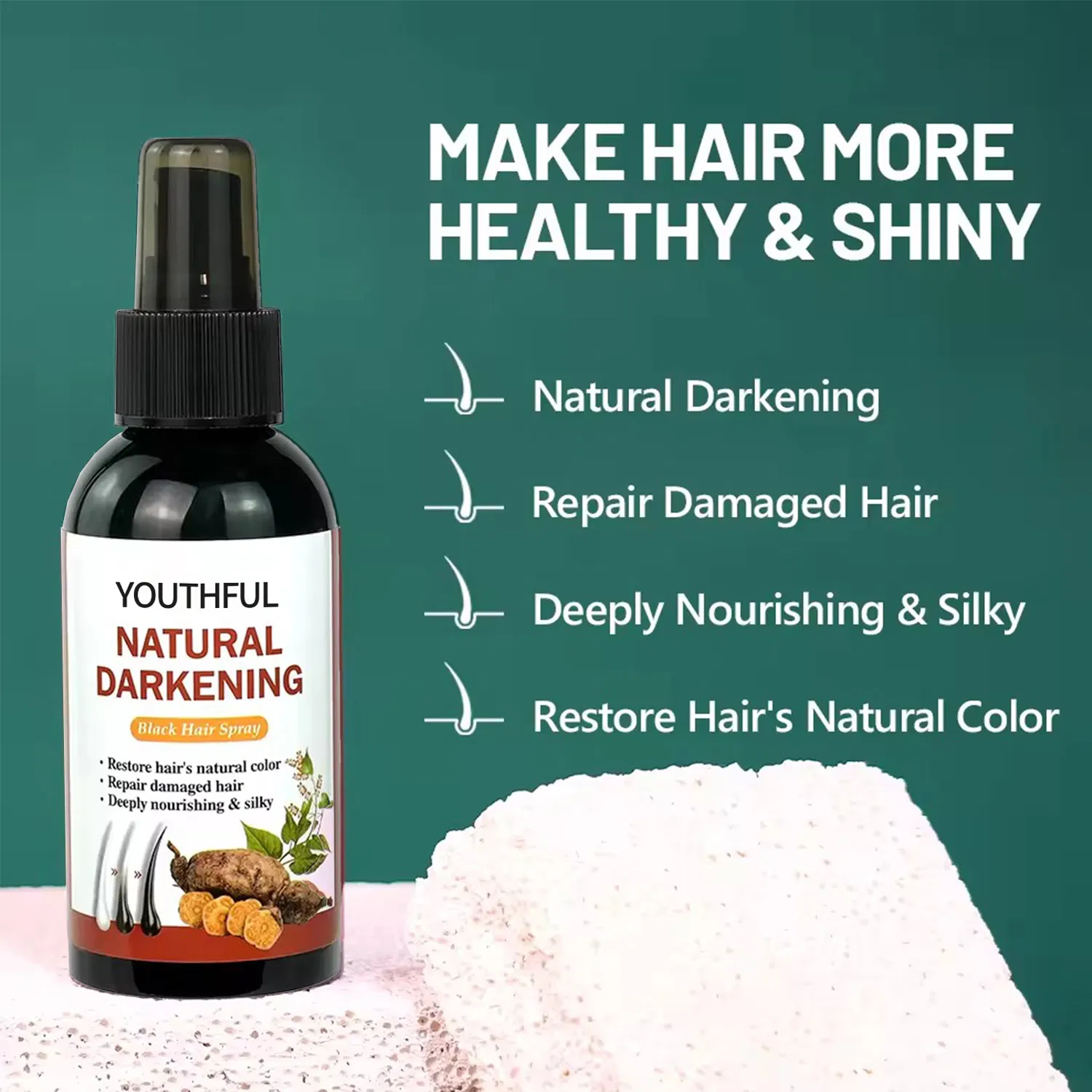 Polygonum Multiflorum Black Hair Spray with Castor Seed Oil Nourishing Silky