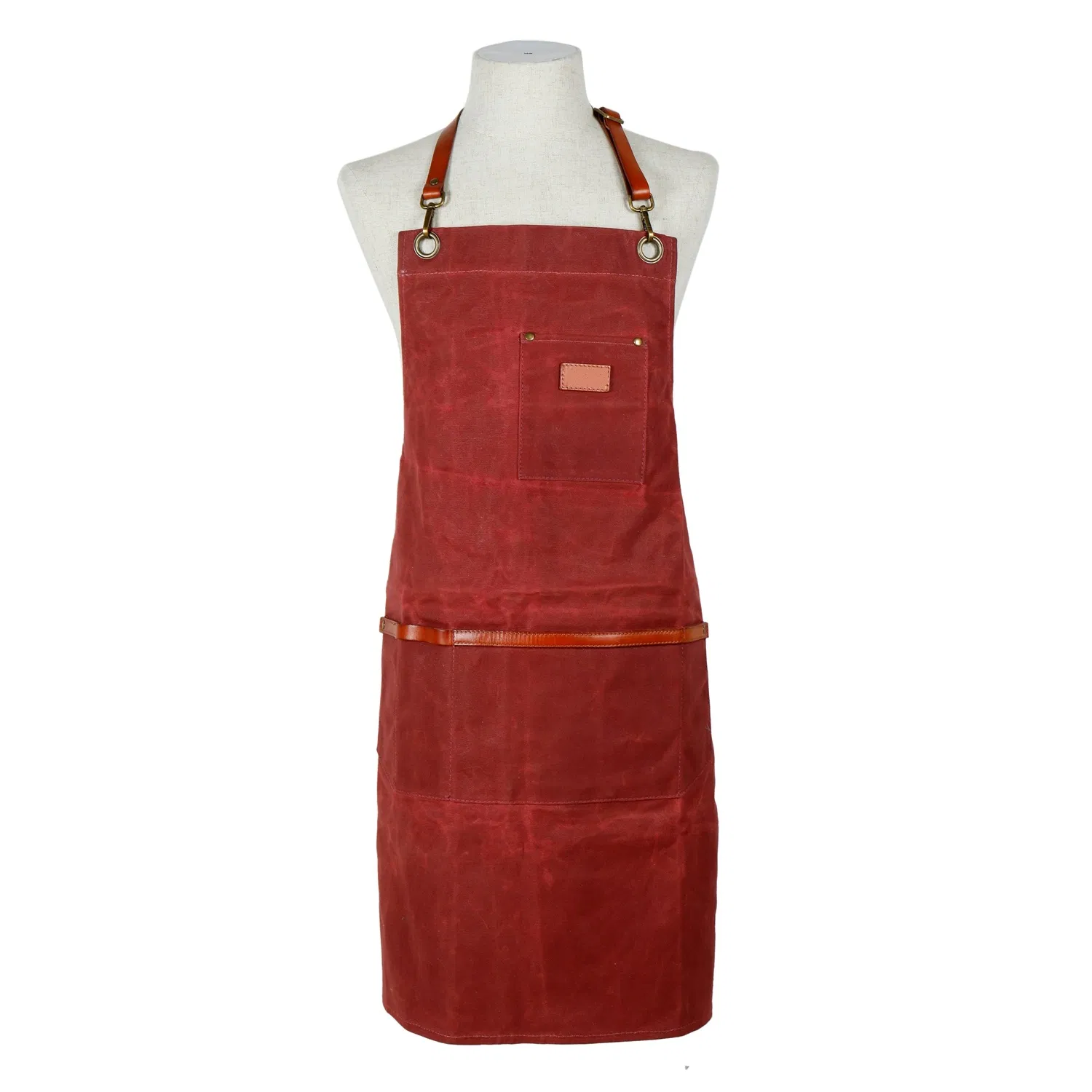 Custom Vintage Adjustable Cross Straps Men Heavy Duty Waxed Canvas Work Apron (RS-211804)