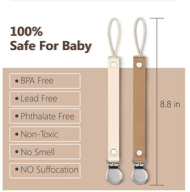Baby Pacifier Clip Vegan Leather Colourful Beads Dummy Clip Baby Soother Nipple Holder for Baby