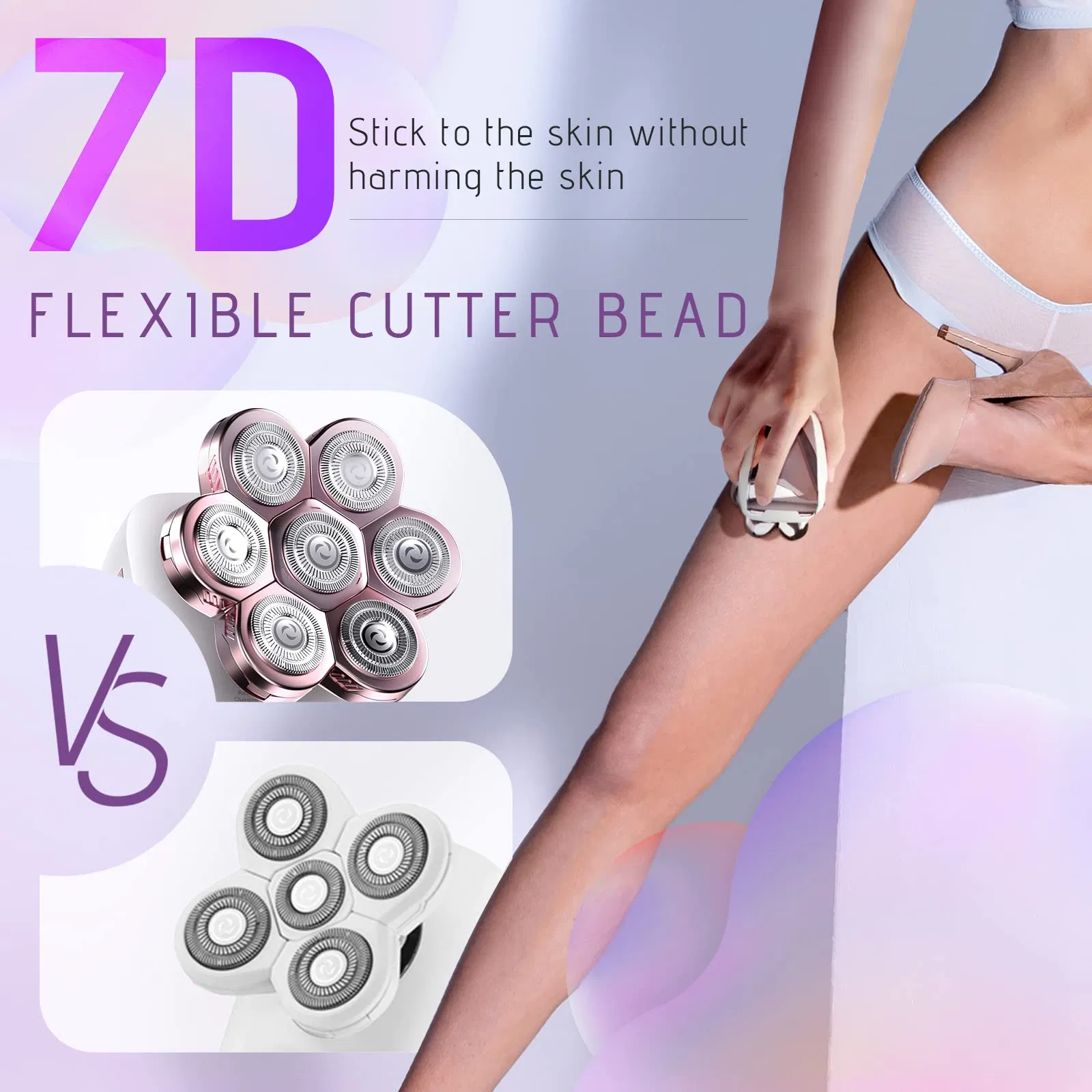 Inexpensive Cordless Female Sensitive Skin Painless Waterproof Wet Dry Electric Shaver