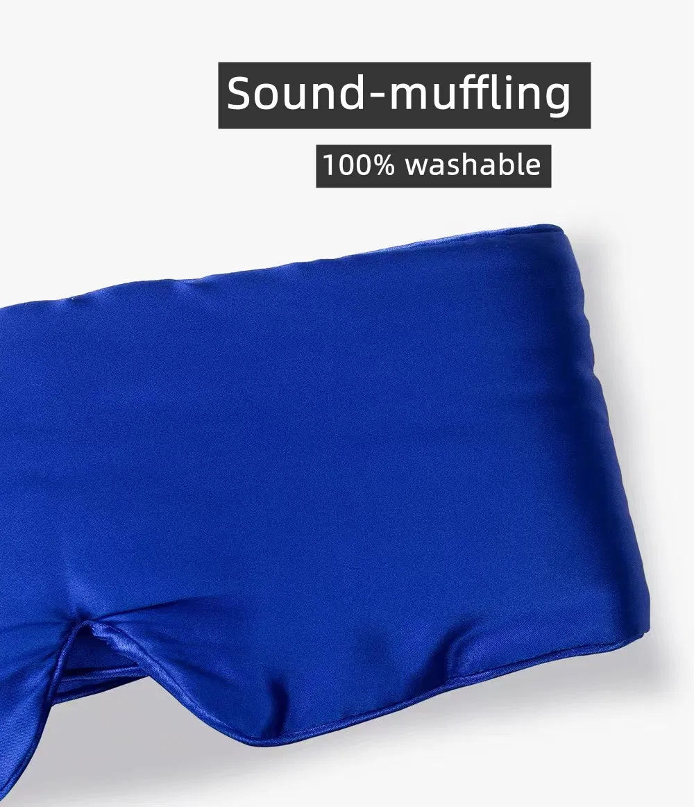 Custom Logo Wide Band Strapless Design 100% Pure Natural Mulberry Silk True Blackout Sleep Eyemask