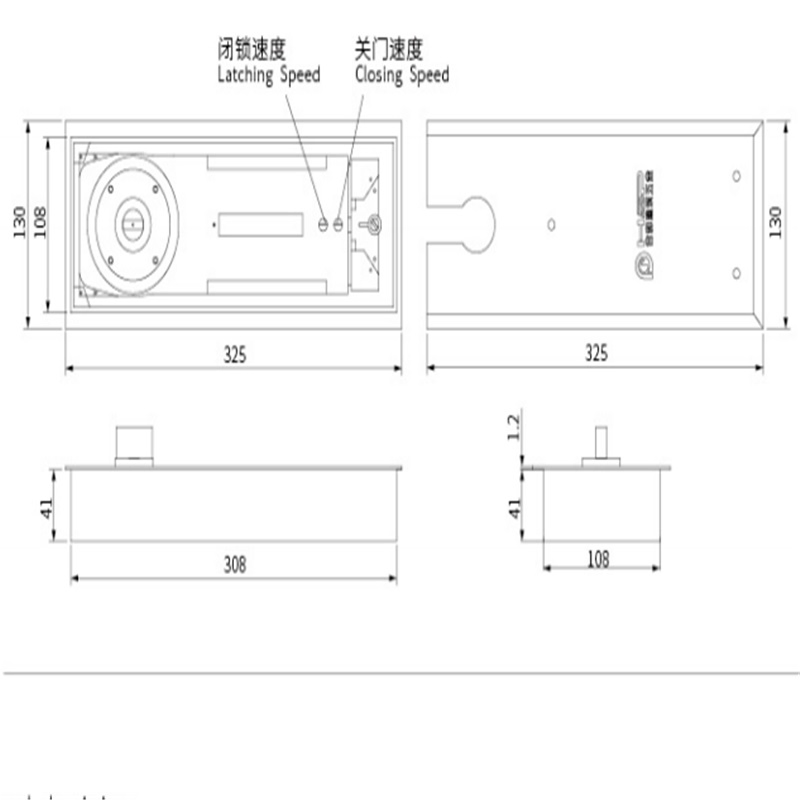 Auto Glass Door Accessories Floor Spring Hinge Loading 150kgs