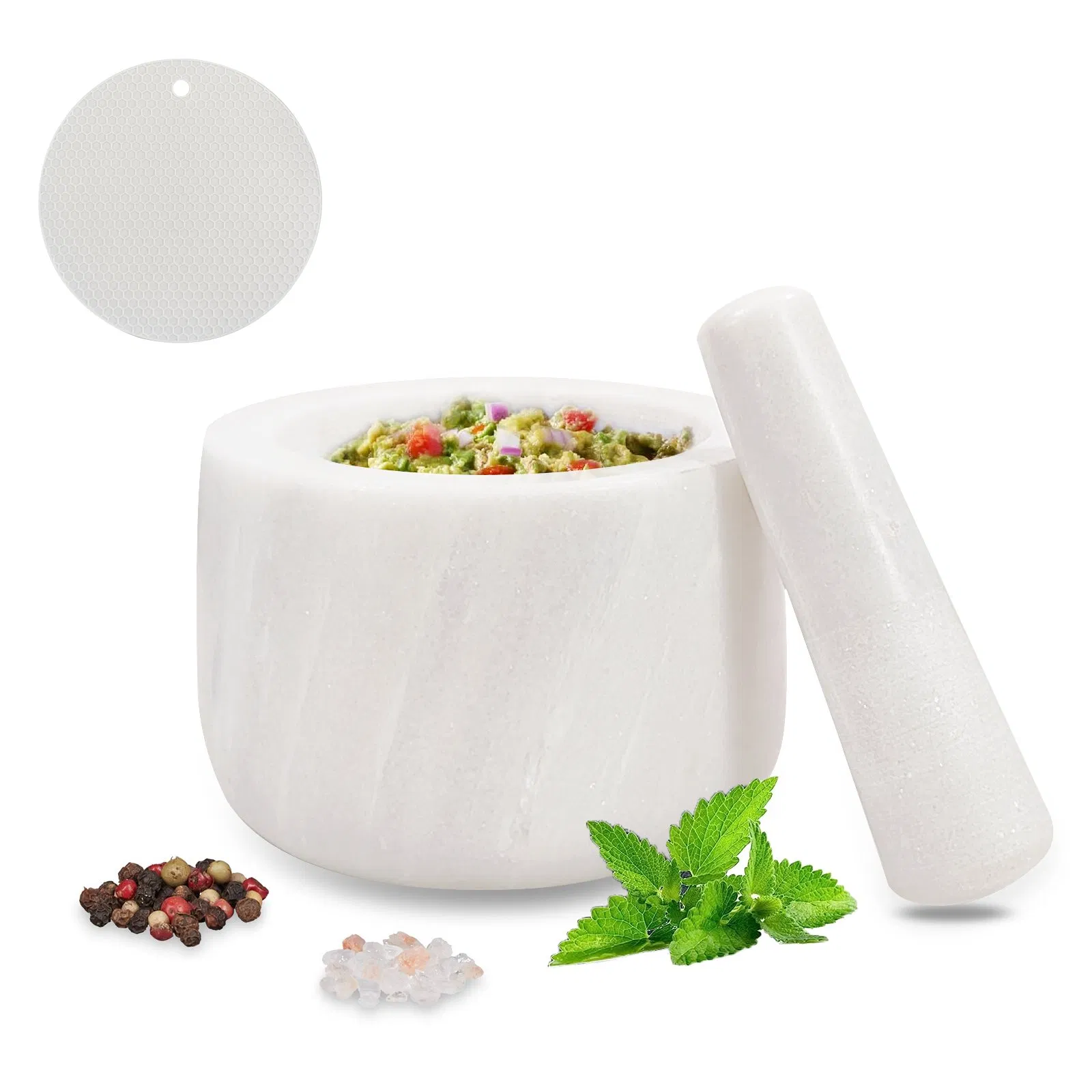 Marble Stone Grinder Bowl for Grinding Herbs Spices Marble Mortar and Pestle