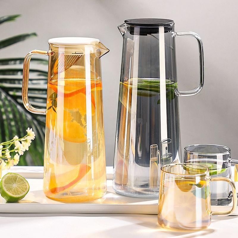 Stylish Borosilicate Glass Lemon Pitcher Refreshing Drinks Kettle