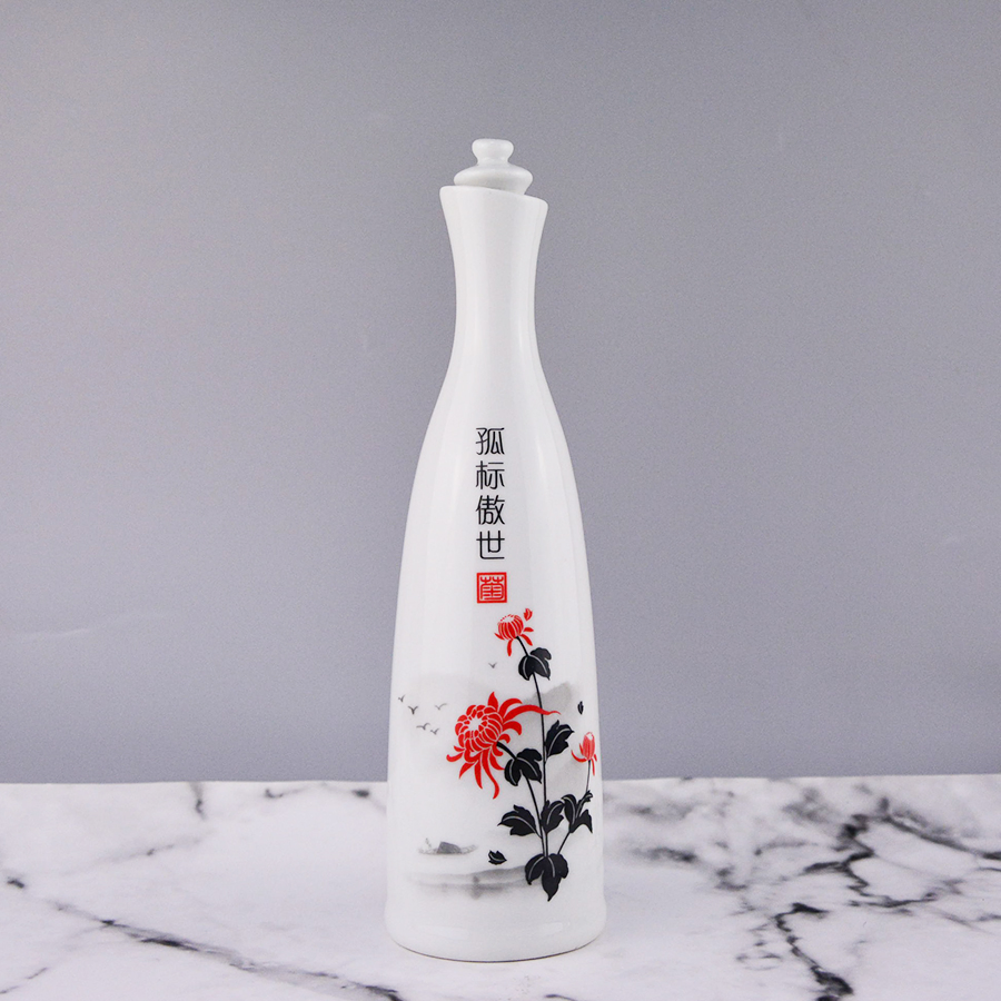 Custom White Premium Ceramic Oil Bottle 750 Ml