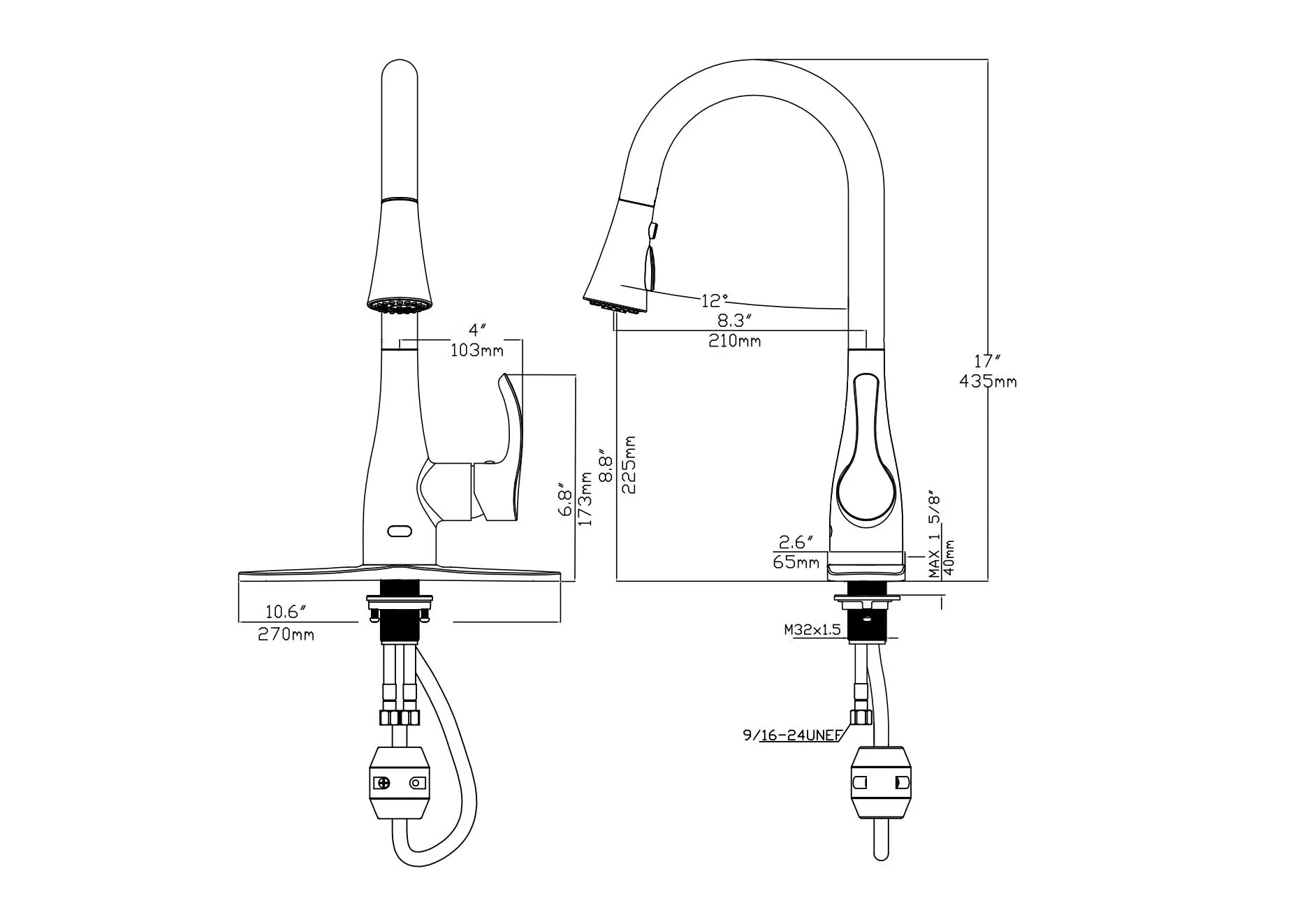 American Smart Automatic Touch Free Sensor Kitchen Water Tap Mixer Kitchen Sink Faucet with Flexible Pullout Pulldown Kitchen Sprayer