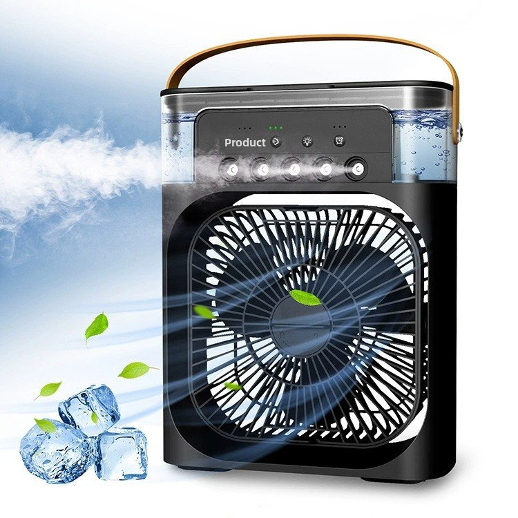 New Five-Hole Humidifying Fan Desktop Mini Spray Cooler Five-Hole Seven-Color Night Light Fan