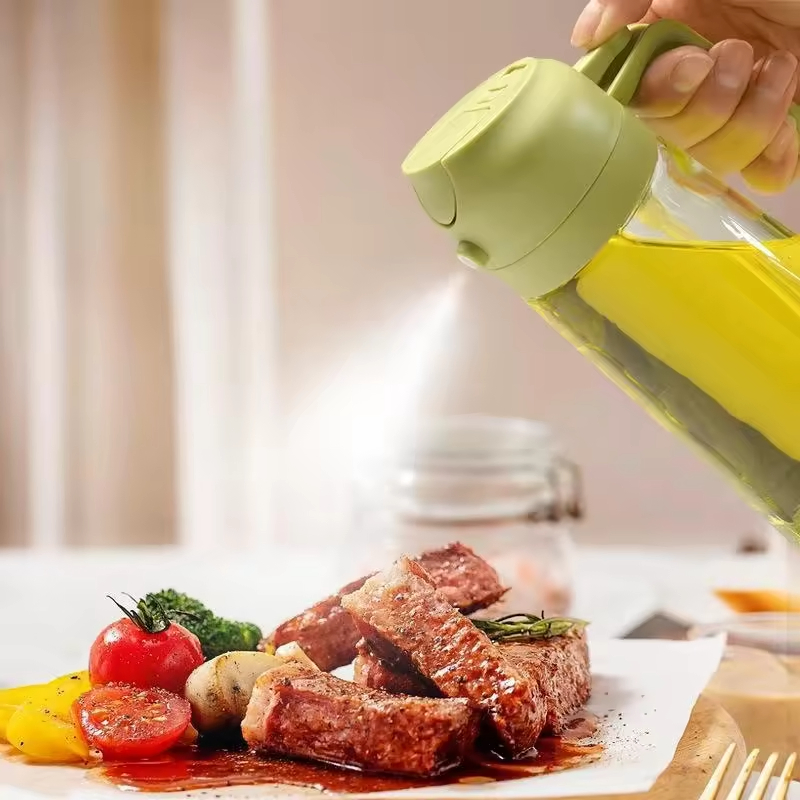 Spray 2-in-1oil Dispenser Glass Bottle for Kitchen 16oz Oil Spray Bottle Olive Oil for Cook Kitchen Accessories for BBQ W24-234